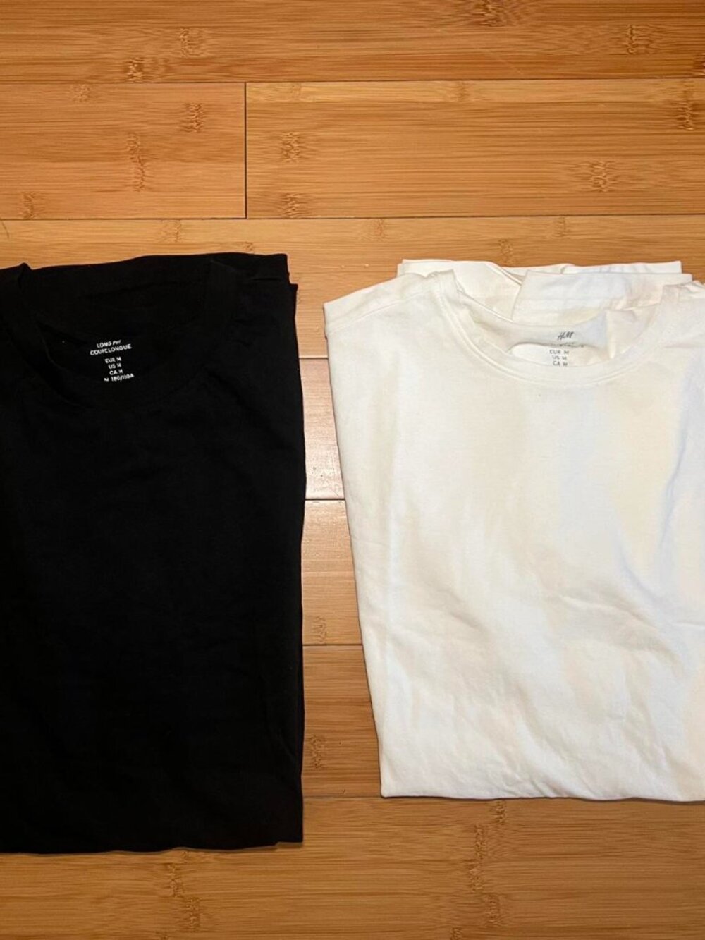 H&M Men's T-Shirt Bundle White Black Crewneck Slim Fit Medium New 2-Pack